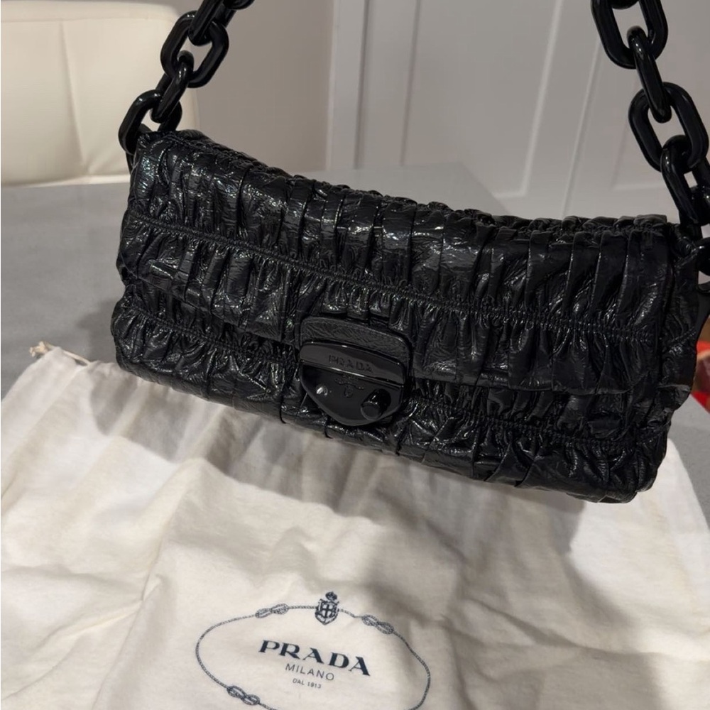 Prada Patent Leather Chain Shoulder Bag